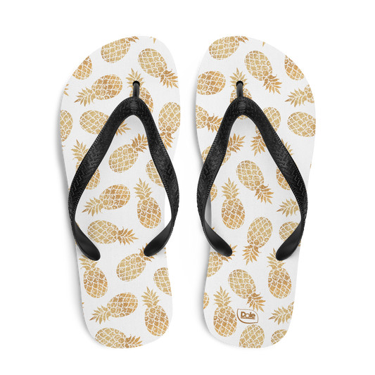 Dole Gold Pineapple Pattern Adult Flip Flops-1