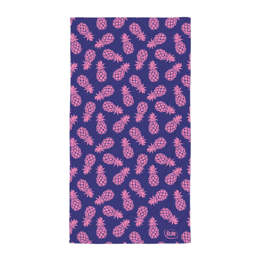 Dole Pineapple Pattern Navy Beach Towel