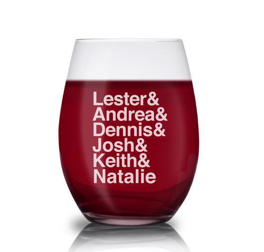 DATELINE Ampersand Laser Engraved Stemless Wine Glass