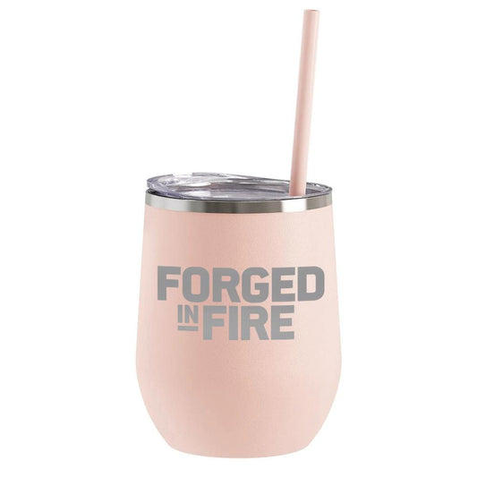 Forged in Fire Logo Laser Engraved Wine Tumbler with Straw-1