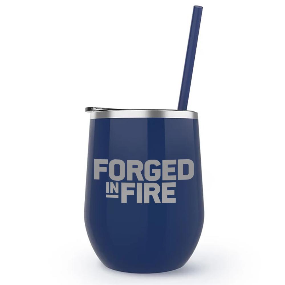 Forged in Fire Logo Laser Engraved Wine Tumbler with Straw