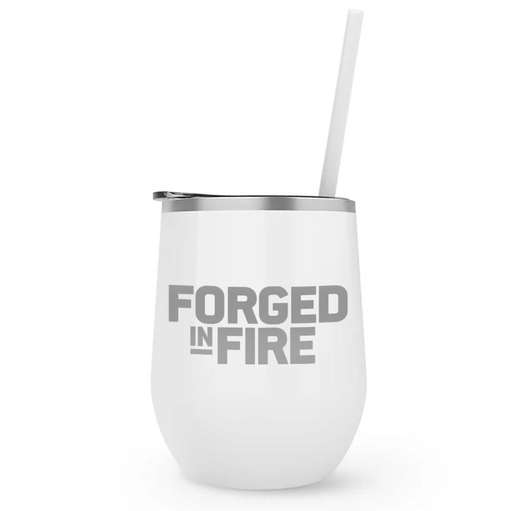 Forged in Fire Logo Laser Engraved Wine Tumbler with Straw