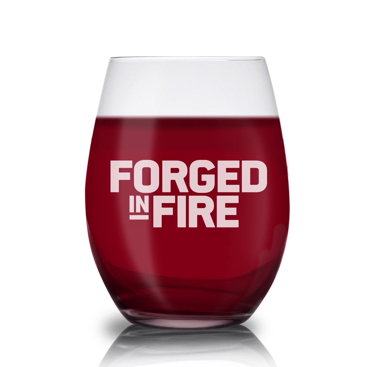 Forged in Fire Logo Laser Engraved Stemless Wine Glass