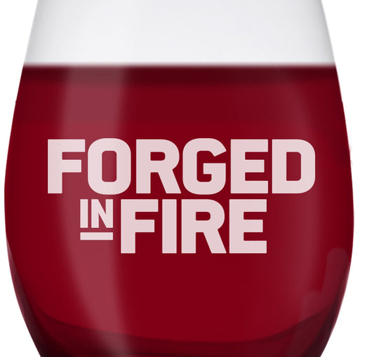 Forged in Fire Logo Laser Engraved Stemless Wine Glass-1