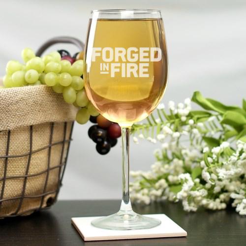 Forged in Fire Logo Laser Engraved Wine Glass-0