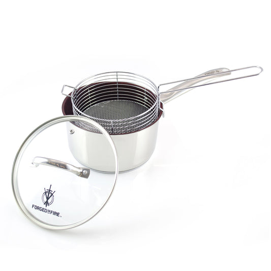 Forged in Fire 3.5QT Sauce Pan with Basket-0