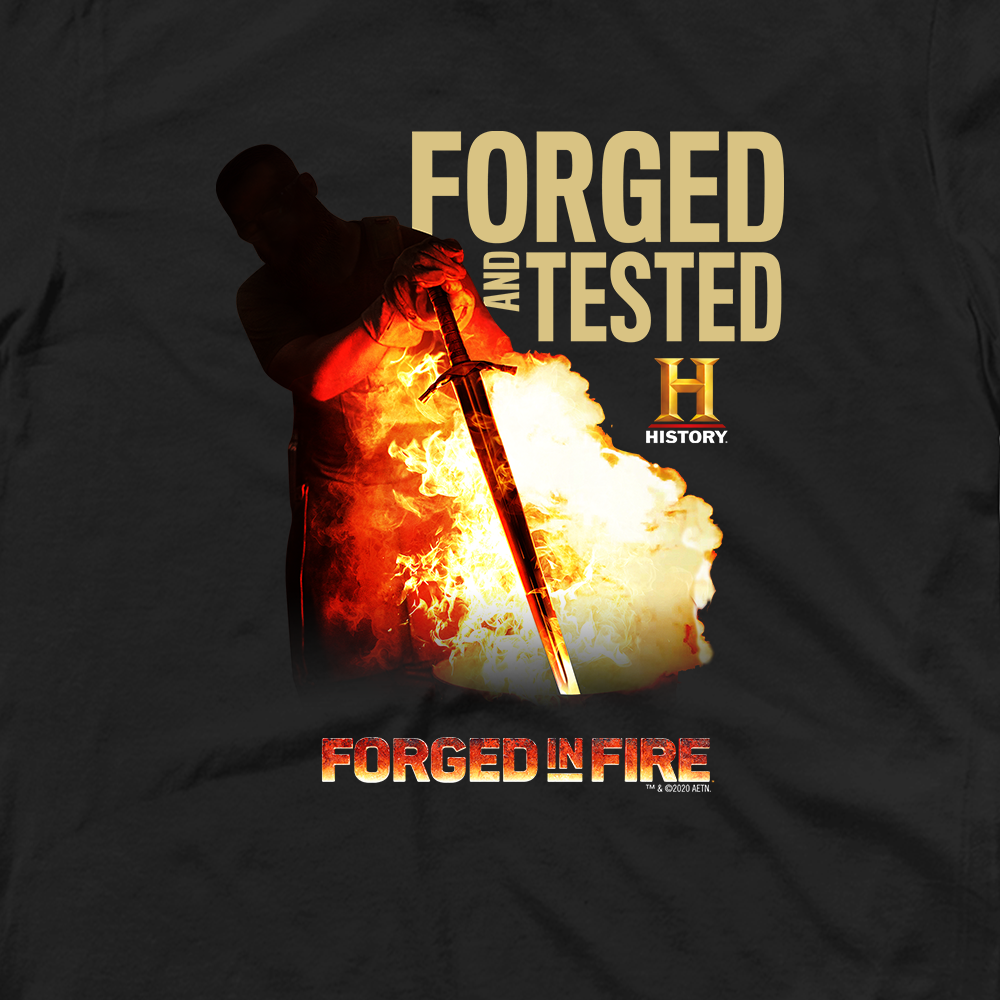 HISTORY Forged in Fire Series Forged And Tested Adult Short Sleeve T-Shirt