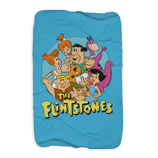 The Flintstones Character Line Up Sherpa Blanket-1