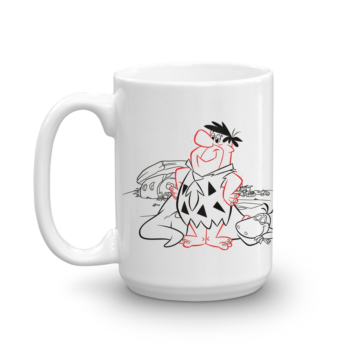 The Flintstones Fred and Dino Black Mug