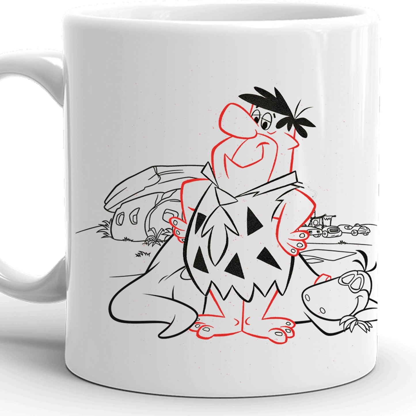 The Flintstones Fred and Dino Black Mug