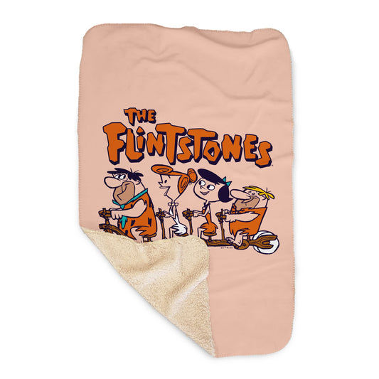 The Flintstones Flintmobile Sherpa Blanket-1