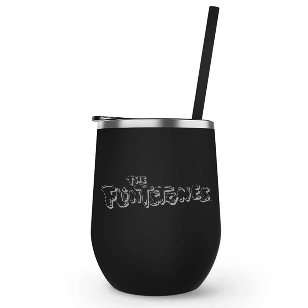 The Flintstones Logo Laser Engraved Wine Tumbler with Straw