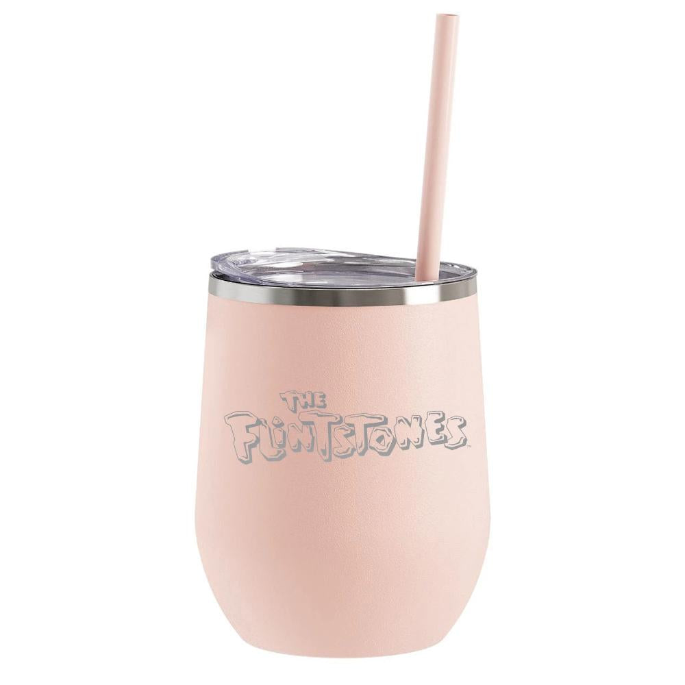 The Flintstones Logo Laser Engraved Wine Tumbler with Straw