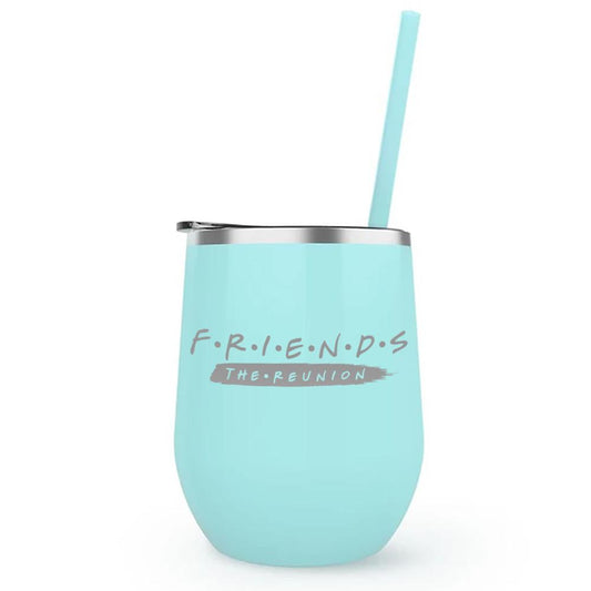 Friends Friends Reunion Logo Laser Engraved Wine Tumbler with Straw-0