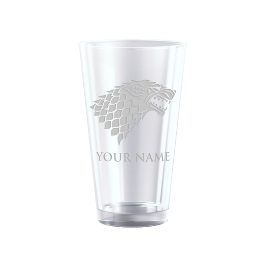 Game of Thrones House Stark Personalized Laser Engraved Pint Glass-0