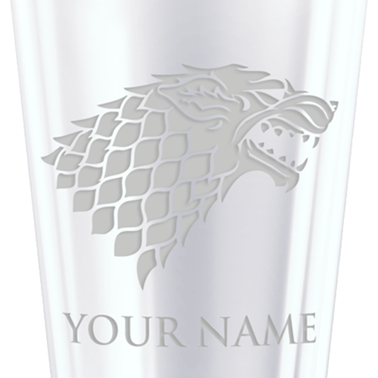 Game of Thrones House Stark Personalized Laser Engraved Pint Glass-1