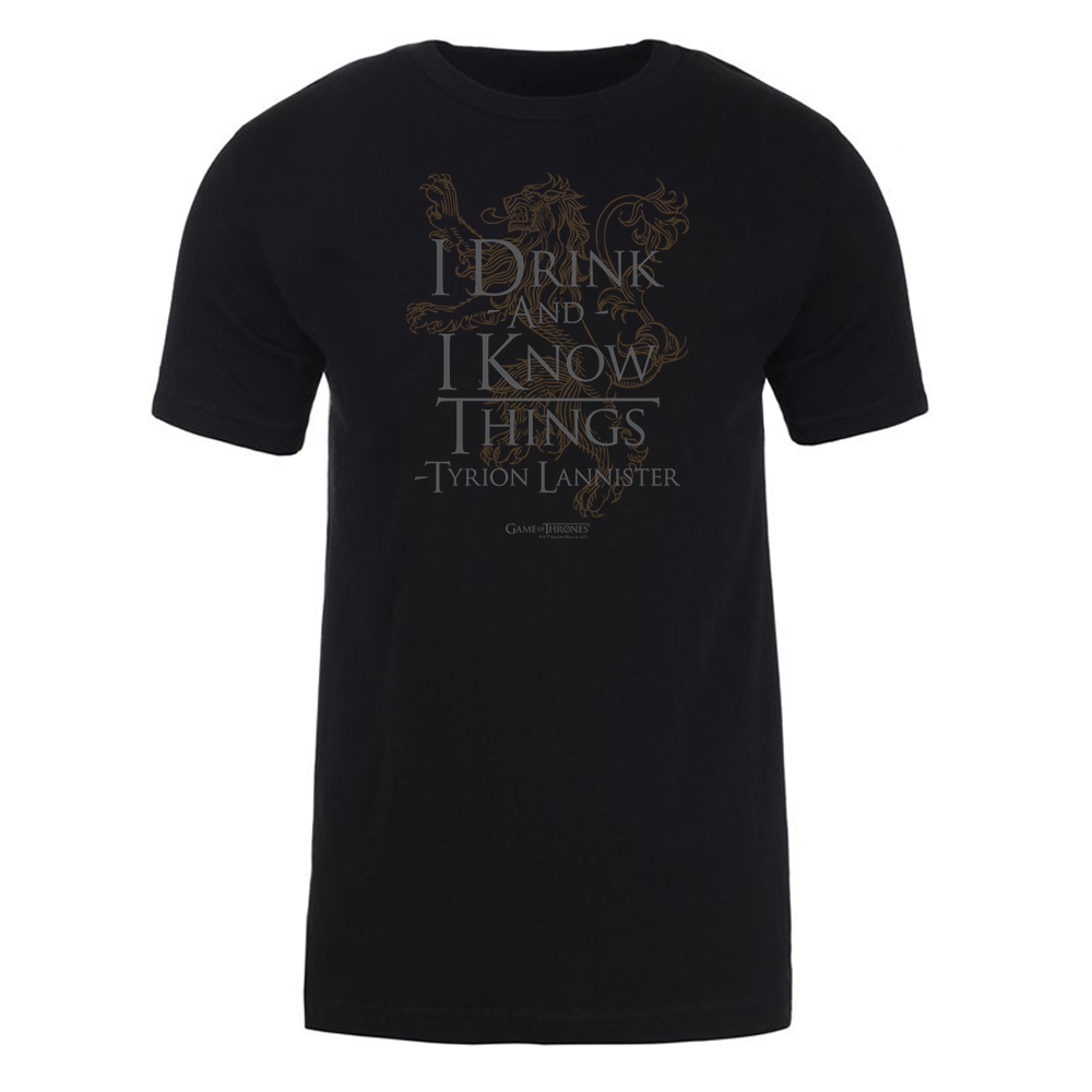 Game of Thrones I Drink and I Know Things Adult Short Sleeve T-Shirt