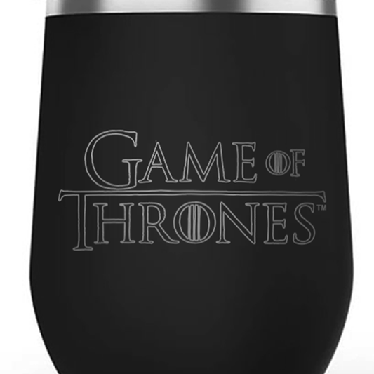 Game of Thrones Logo Laser Engraved Wine Tumbler with Straw-1