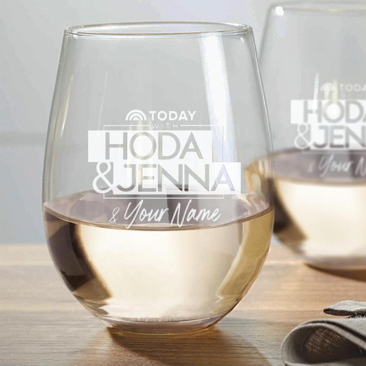 TODAY Show With Hoda & Jenna Personalized Laser Engraved Stemless Wine Glass - Set of 2-1