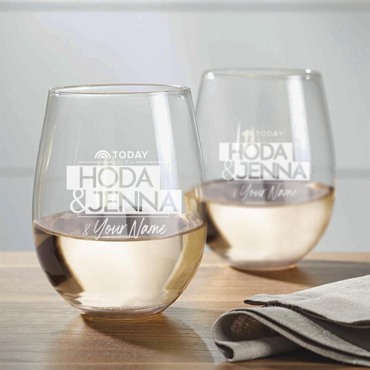 TODAY Show With Hoda & Jenna Personalized Laser Engraved Stemless Wine Glass - Set of 2-0