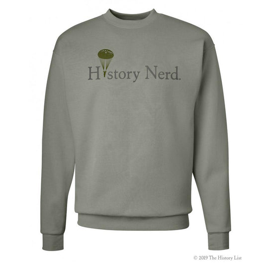 History Nerd with WWII Paratrooper Crew Neck Sweatshirt-0