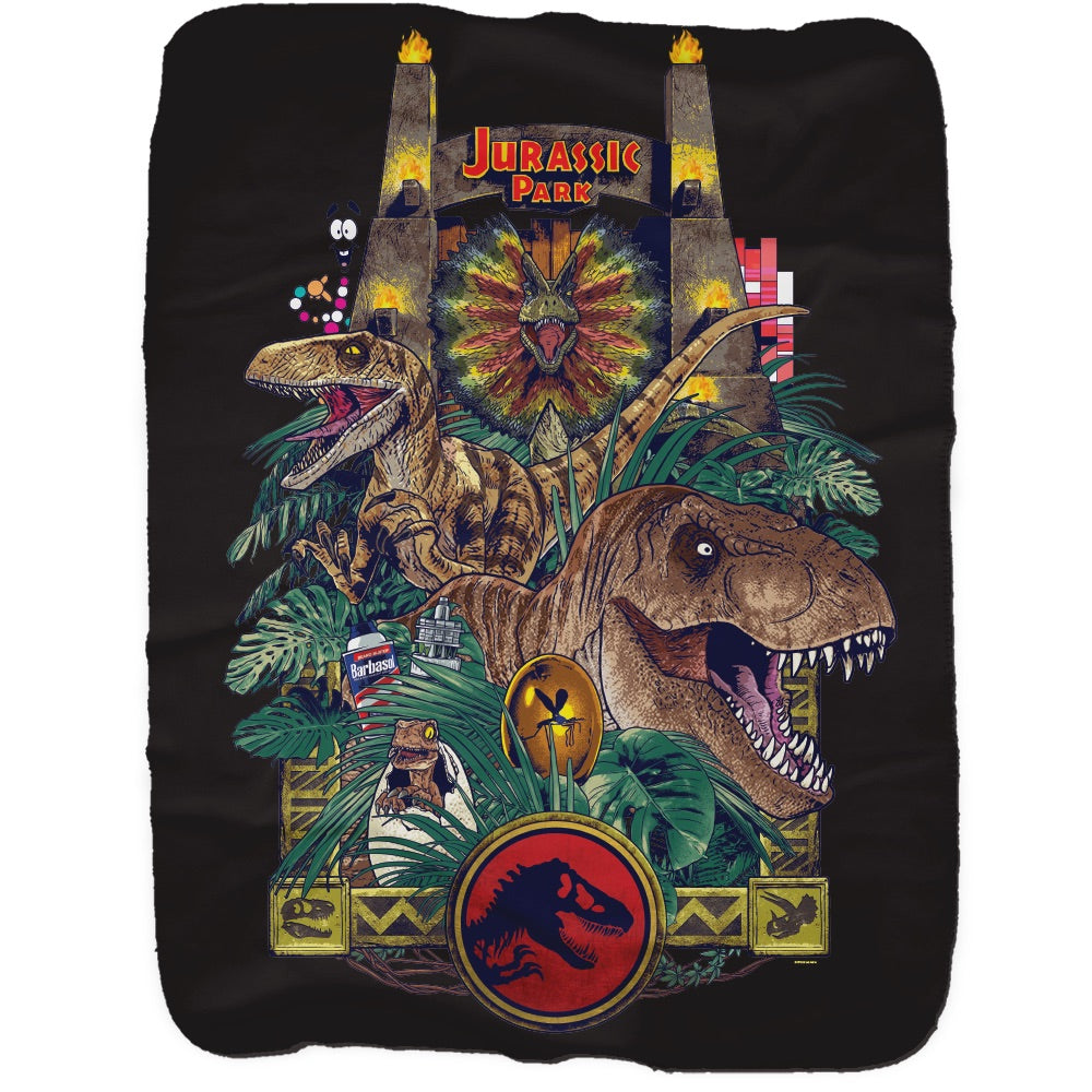 Jurassic Park Sherpa Blanket