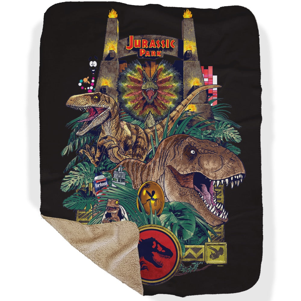 Jurassic Park Sherpa Blanket