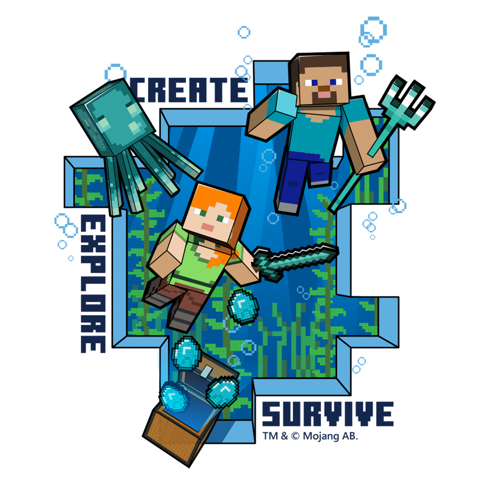 Minecraft Caves & Cliffs Create, Explore, Survive 20 oz Screw Top Water Bottle with Straw