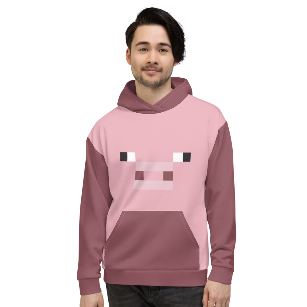 Minecraft Pig Face Unisex Hooded Sweatshirt