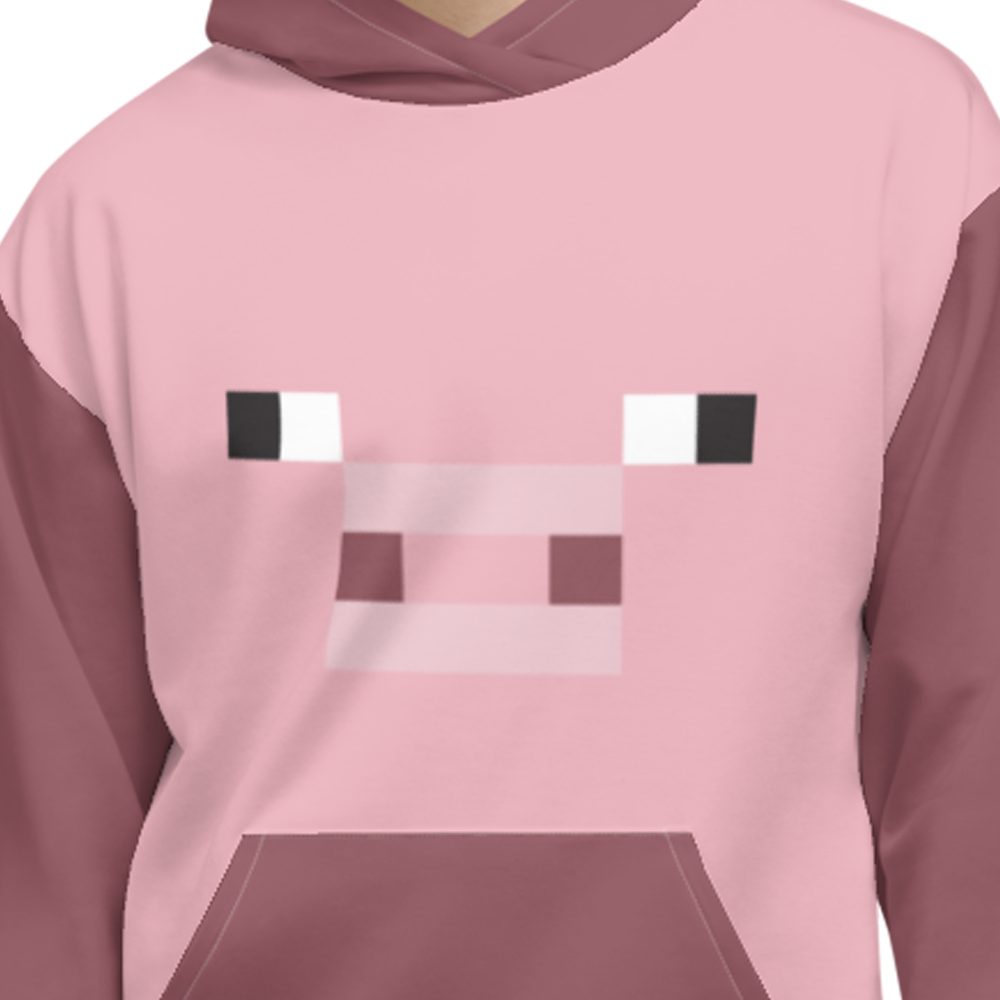 Minecraft Pig Face Unisex Hooded Sweatshirt