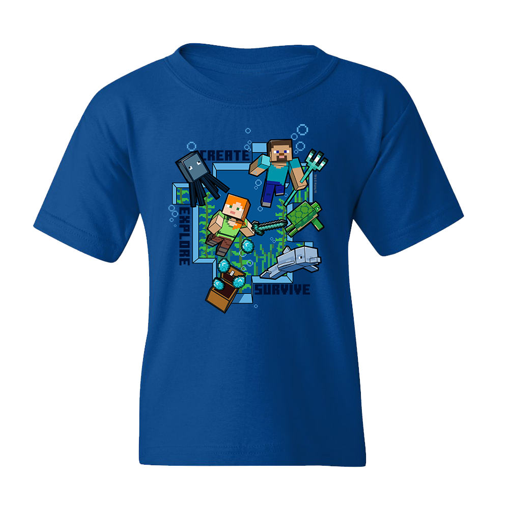 Minecraft Create, Explore, Survive Kids Short Sleeve T-Shirt