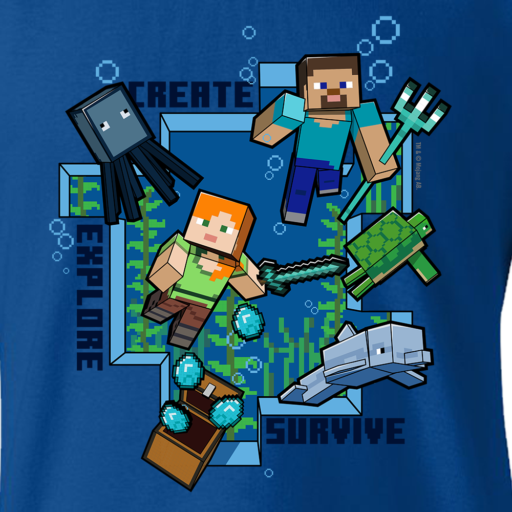 Minecraft Create, Explore, Survive Kids Short Sleeve T-Shirt