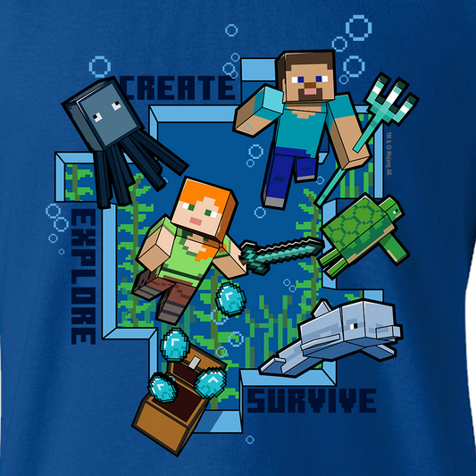 Minecraft Create, Explore, Survive Kids Short Sleeve T-Shirt-1