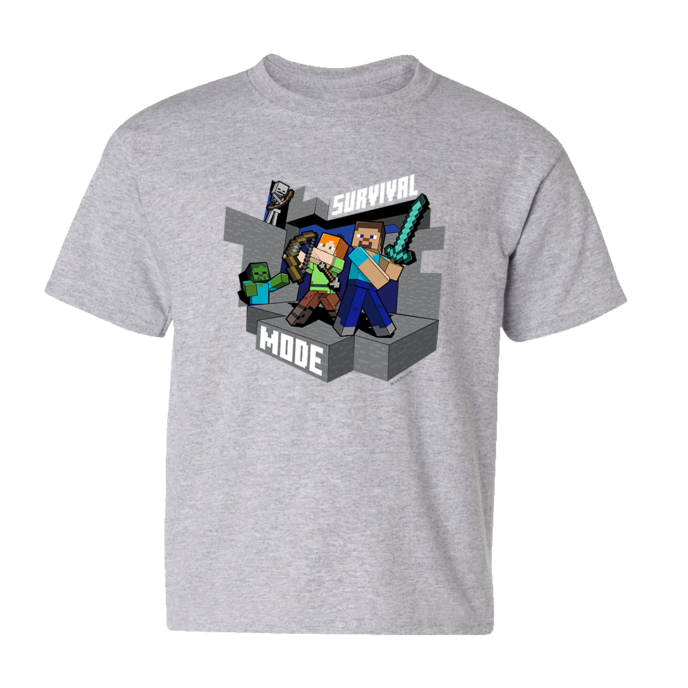 Minecraft Survival Mode Kids Short Sleeve T-Shirt