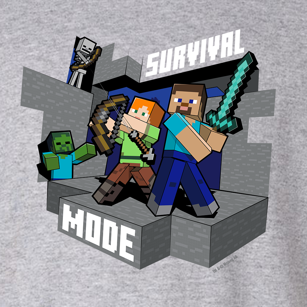 Minecraft Survival Mode Kids Short Sleeve T-Shirt