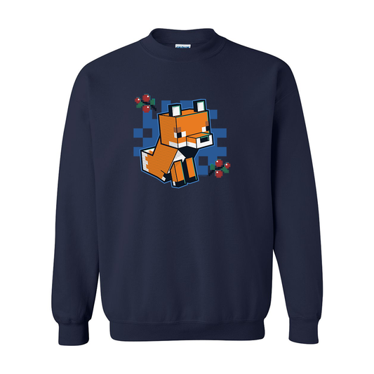 Minecraft Jolly Mobs Fox With Berries Fleece Crewneck Sweatshirt-0