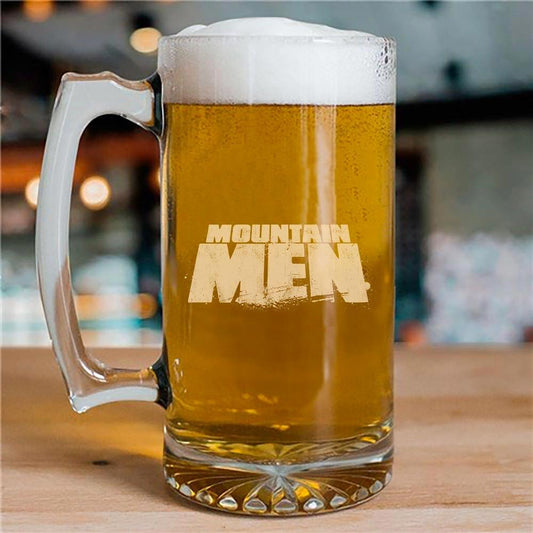 Mountain Men Etched 25 oz Beer Glass-0