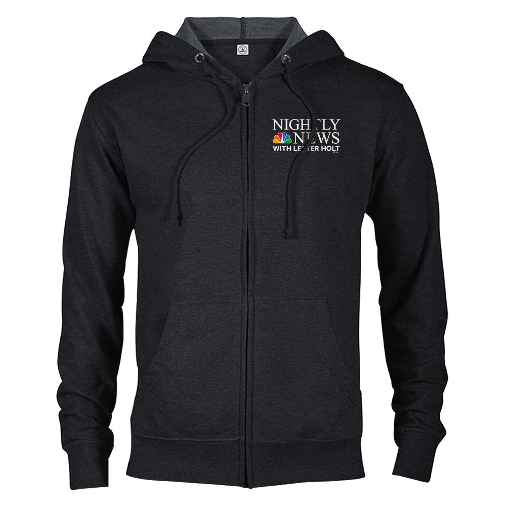 NBC Nightly News with Lester Holt Logo Fleece Zip-Up Hooded Sweatshirt