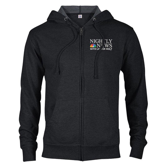 NBC Nightly News with Lester Holt Logo Fleece Zip-Up Hooded Sweatshirt-1