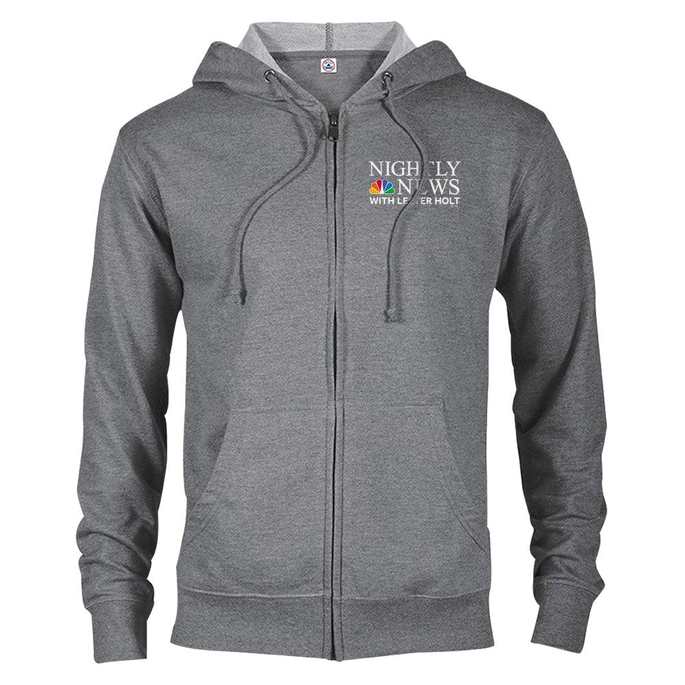 NBC Nightly News with Lester Holt Logo Fleece Zip-Up Hooded Sweatshirt