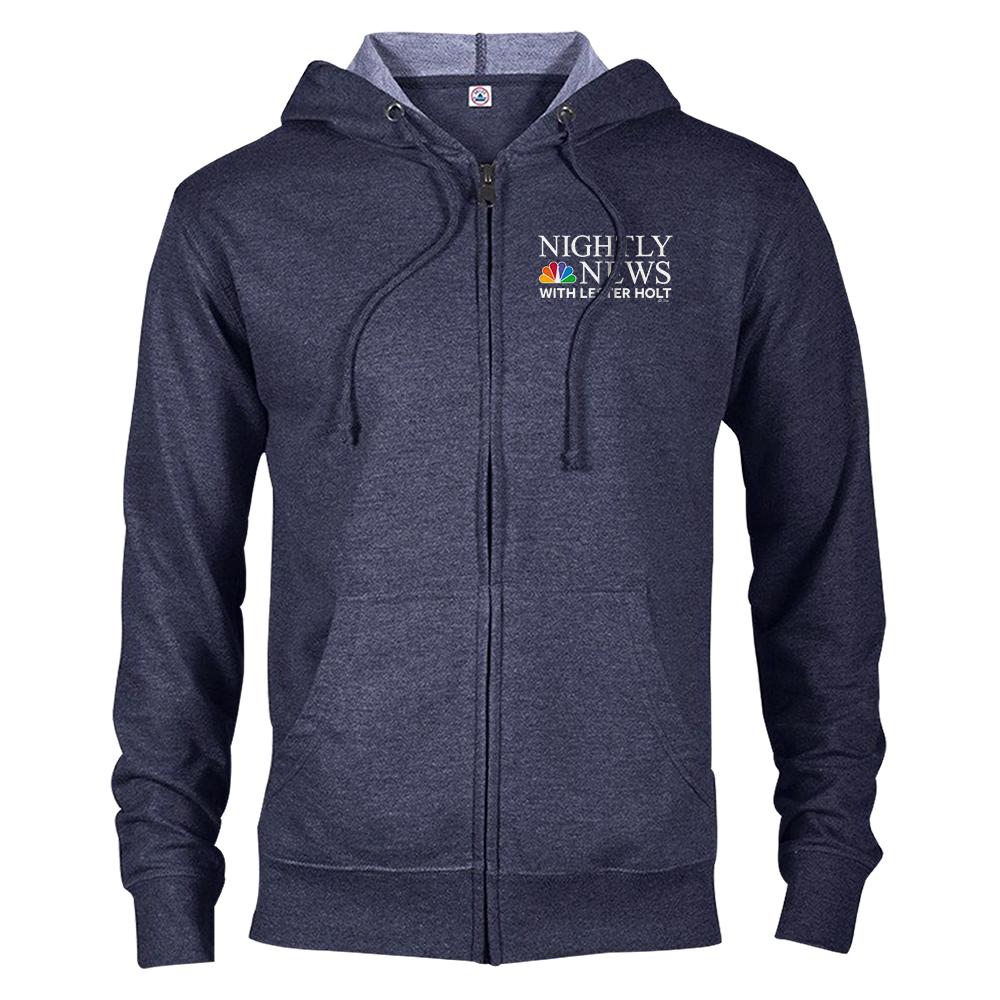 NBC Nightly News with Lester Holt Logo Fleece Zip-Up Hooded Sweatshirt