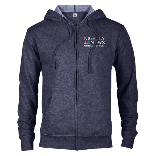 NBC Nightly News with Lester Holt Logo Fleece Zip-Up Hooded Sweatshirt-2