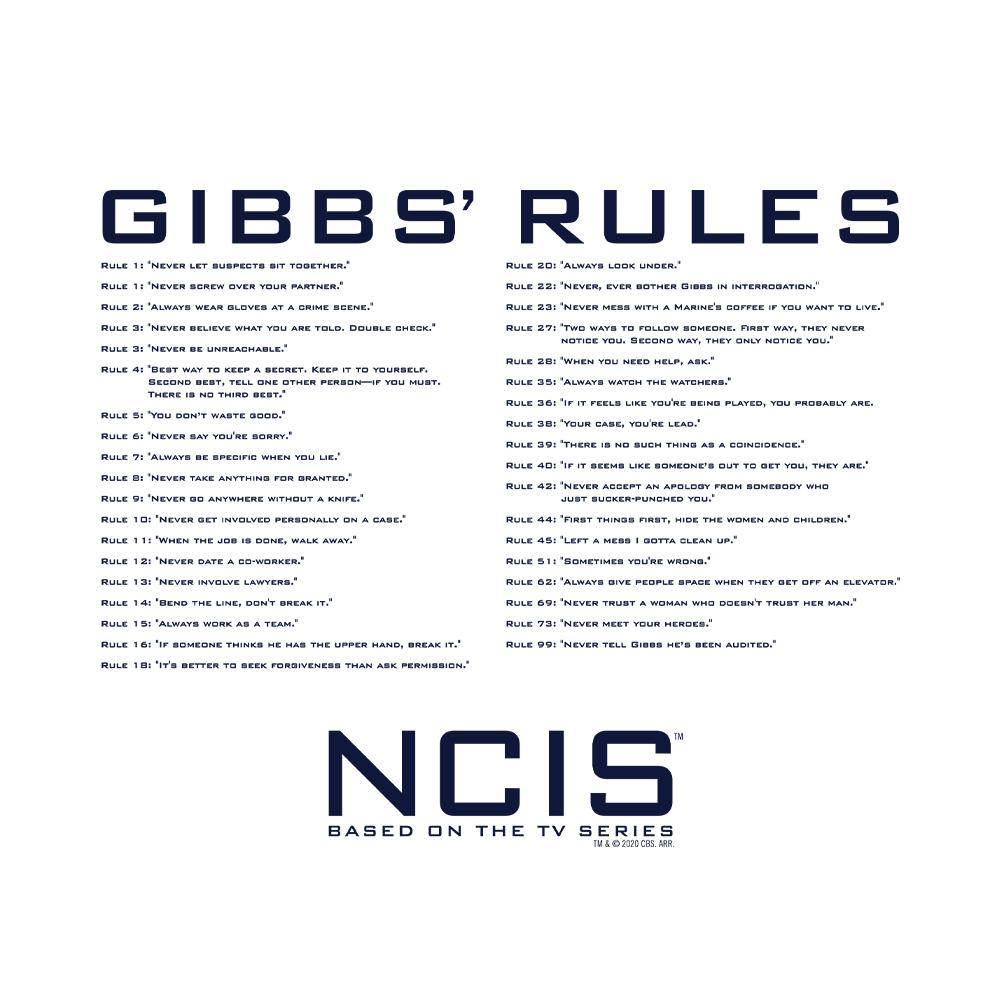 NCIS Gibbs Rules Adult Short Sleeve T-Shirt | Official CBS Entertainment Store