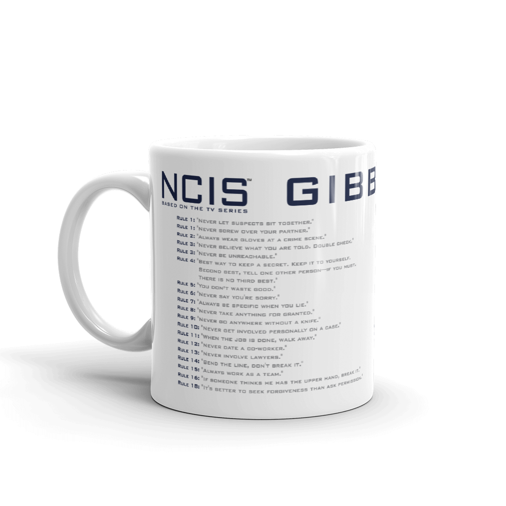 NCIS Gibbs' Rules White Mug | Official CBS Entertainment Store