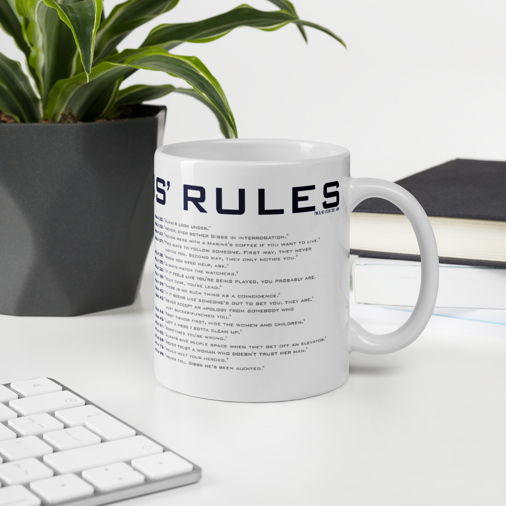 NCIS Gibbs' Rules White Mug | Official CBS Entertainment Store