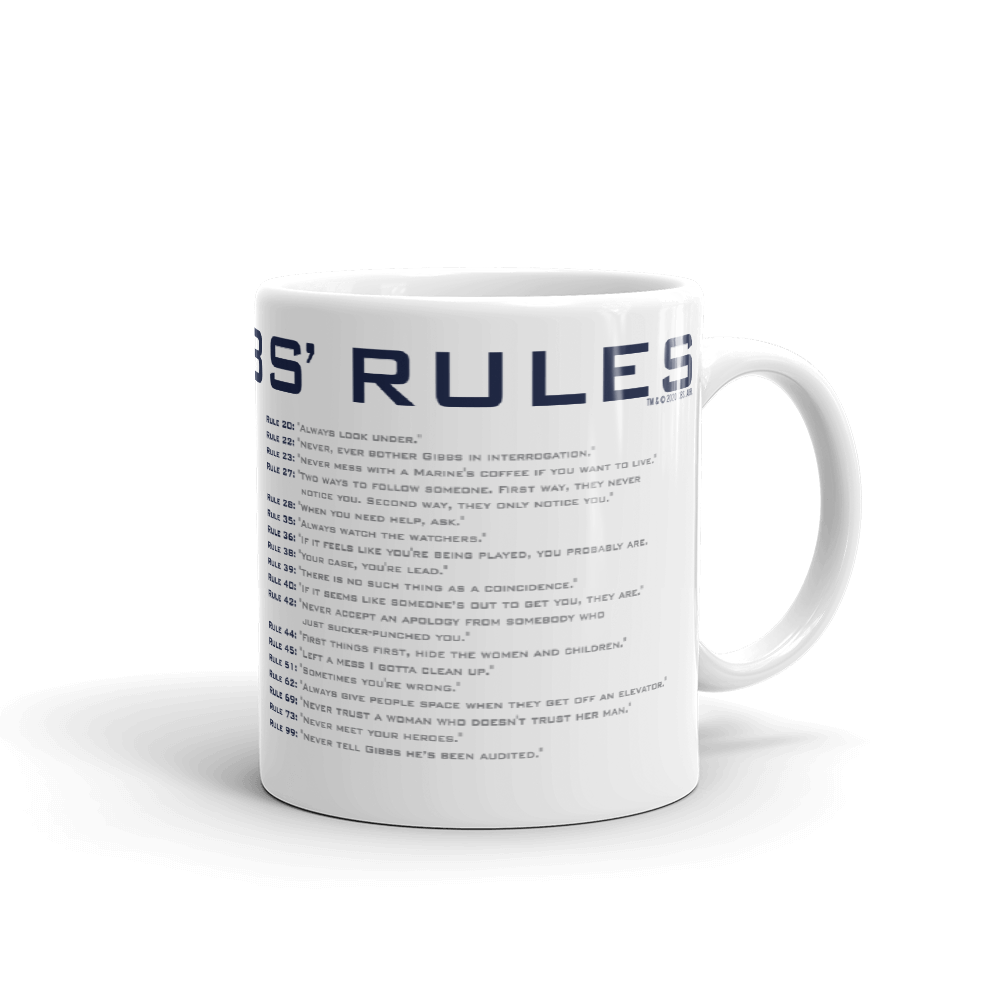 NCIS Gibbs' Rules White Mug | Official CBS Entertainment Store