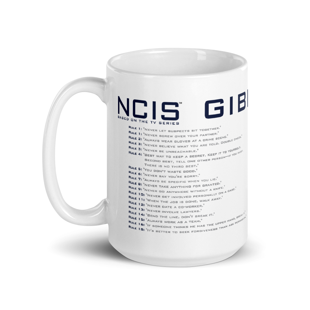 NCIS Gibbs' Rules White Mug | Official CBS Entertainment Store