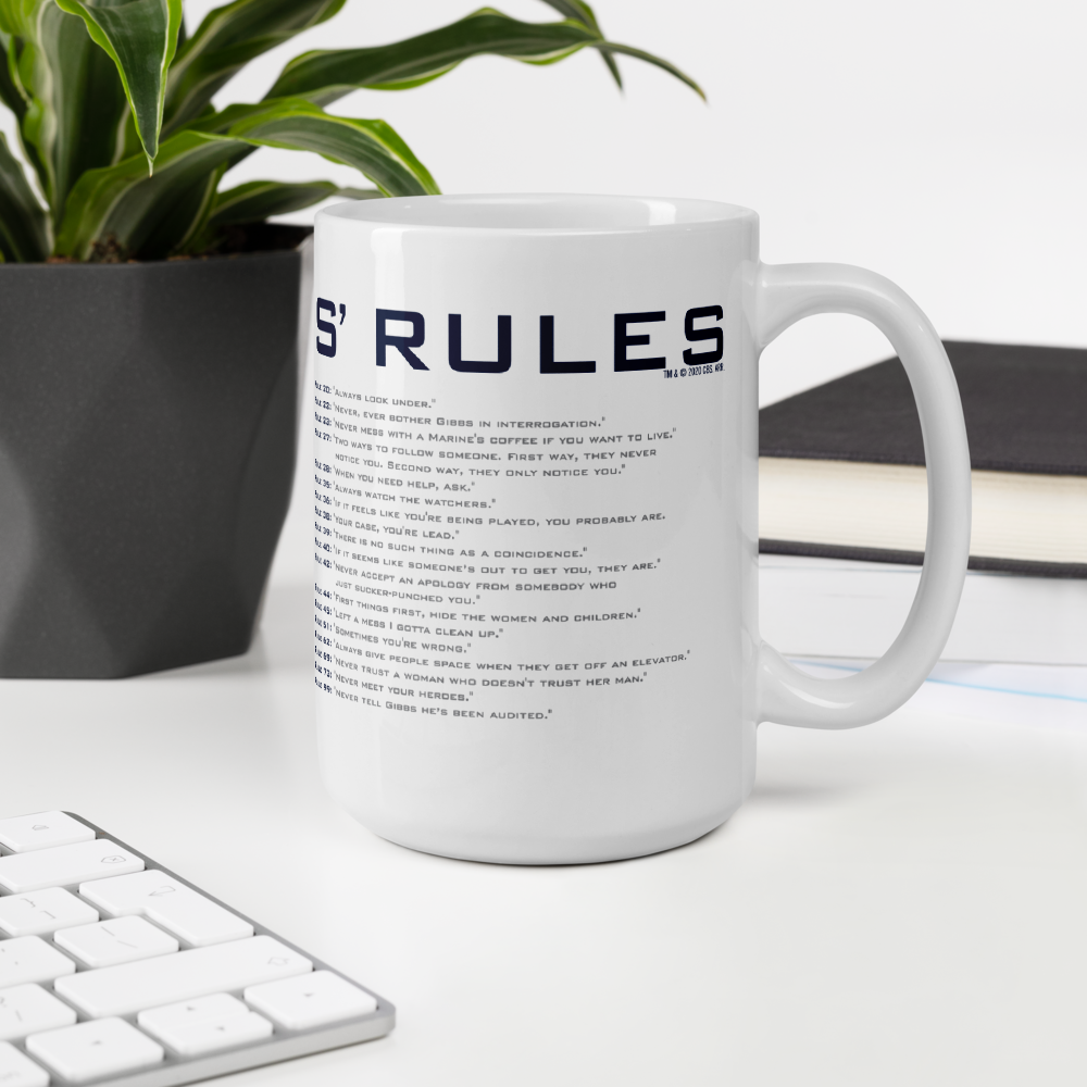 NCIS Gibbs' Rules White Mug | Official CBS Entertainment Store