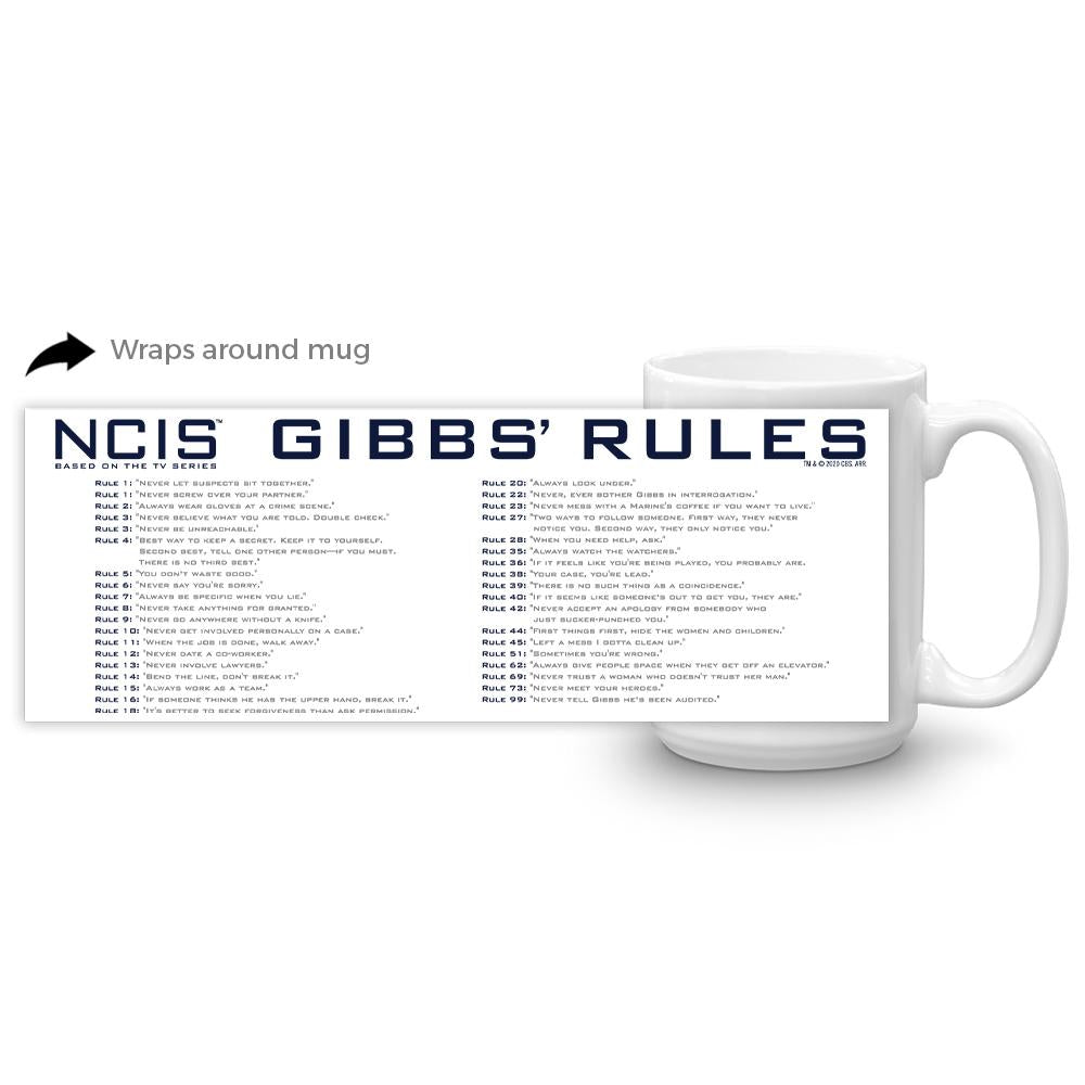 NCIS Gibbs' Rules White Mug | Official CBS Entertainment Store