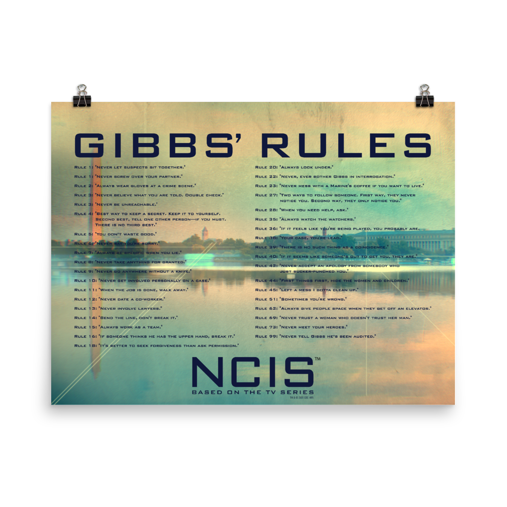 NCIS Gibbs Rules Poster - 18" x 24" | Official CBS Entertainment Store